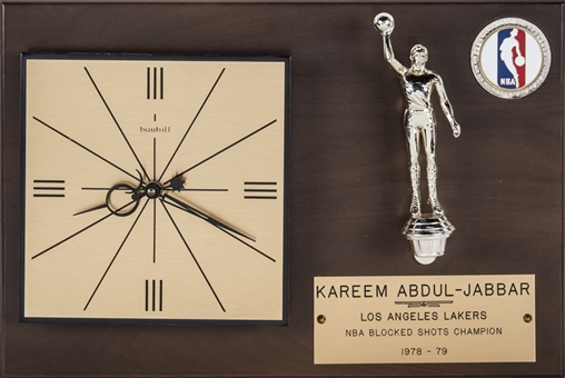 1978-79 NBA Blocked Shots Champion Award Presented to  Kareem Abdul-Jabbar (Abdul-Jabbar LOA)